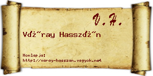 Váray Hasszán névjegykártya